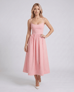 Solenne Midi Dress by Lauven — cotton blend sleeveless U-neck A-line midi dress