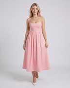 Solene Midi Dress by Lauven — smooth woven sleeveless scoop neck A-line midi dress