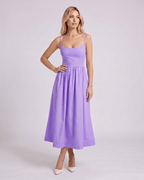 Solenne Midi Dress by Lauven — cotton blend sleeveless U-neck A-line midi dress