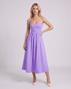 Solenne Midi Dress by Lauven — cotton blend sleeveless U-neck A-line midi dress