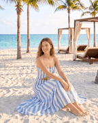 Solmera Maxi Dress by Lauven — textured cotton blend strapless sleeveless fitted tiered maxi dress