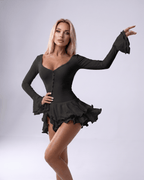 Valisse Mini Dress by Lauven — stretch knit long sleeve V-neck bodycon mini dress