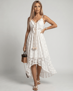 Solmira Maxi Dress by Lauven — lace sleeveless V-neck A-line maxi dress