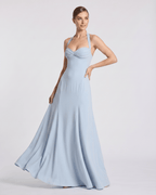 Celestia Maxi Dress by Lauven — stretch blend sleeveless sweetheart halter fit and flare maxi dress