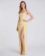 Noiré Maxi Dress by Lauven — stretch blend sleeveless strapless draped maxi dress