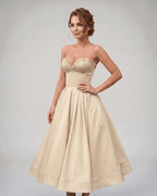 Veloura Midi Dress by Lauven — satin strapless sweetheart A-line midi dress