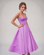 Veloura Midi Dress by Lauven — satin strapless sweetheart A-line midi dress