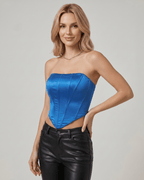Veloura Corset Top by Lauven — women’s satin corset top strapless tube crop top with structured panel design