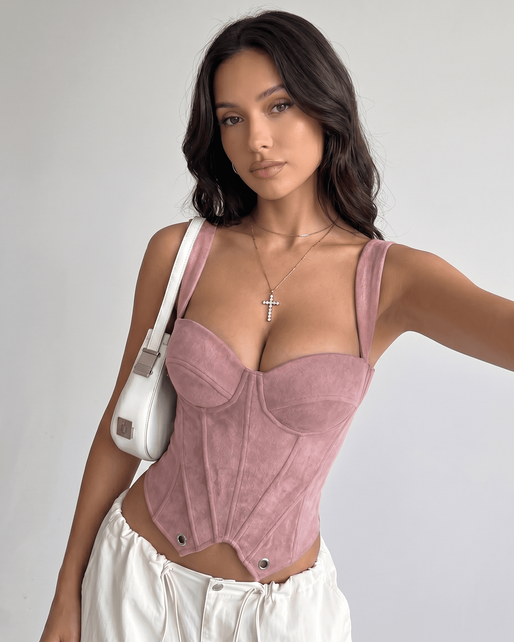 Veloura Corset Top by Lauven — women’s velvet corset top with sweetheart neckline