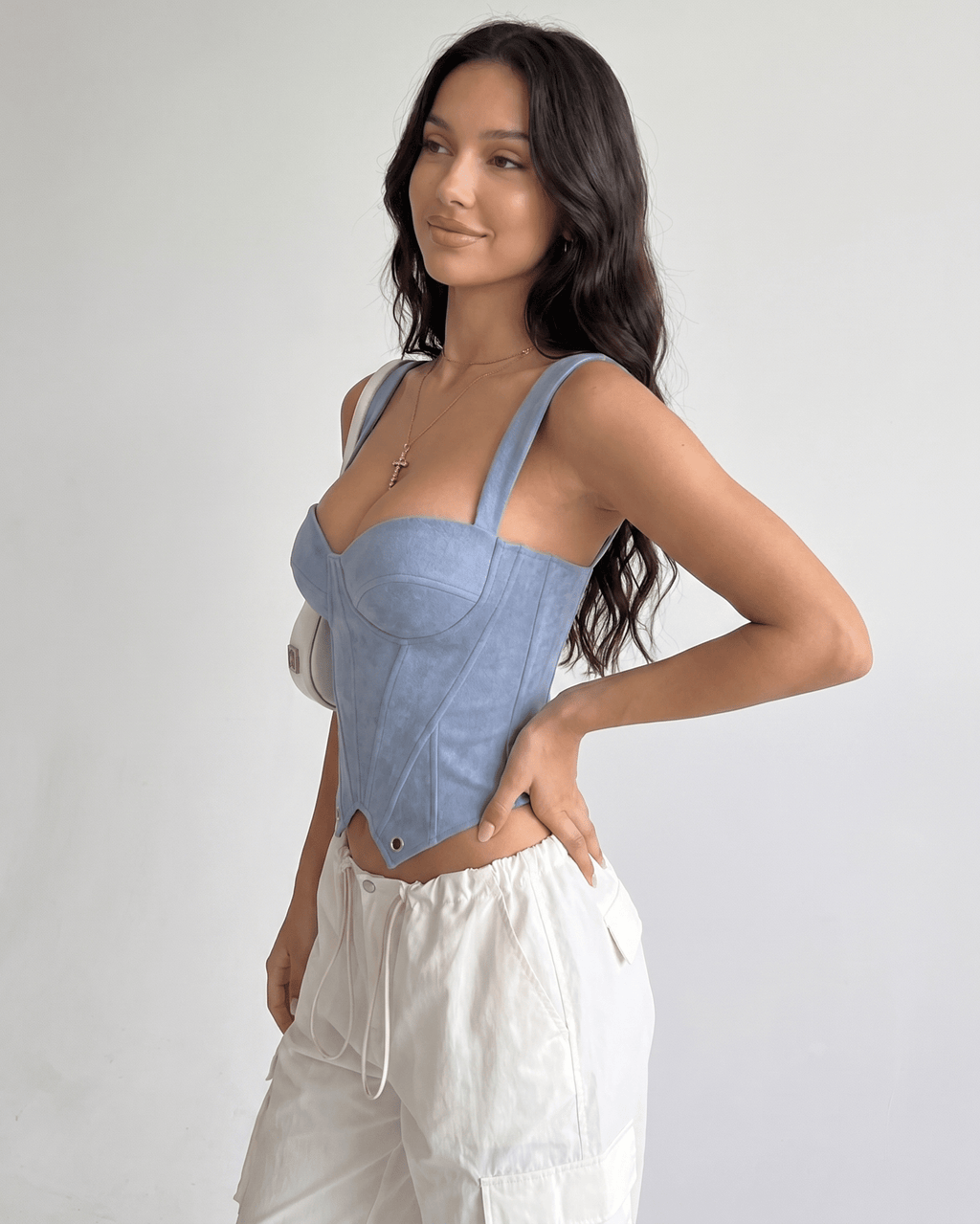 Veloura Corset Top by Lauven — women’s velvet corset top with sweetheart neckline