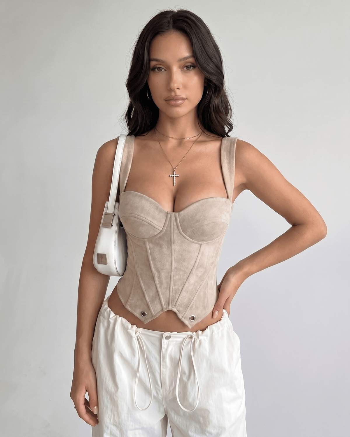Veloura Corset Top by Lauven — women’s velvet corset top with sweetheart neckline