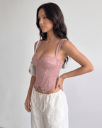 Veloura Corset Top by Lauven — women’s velvet corset top with sweetheart neckline