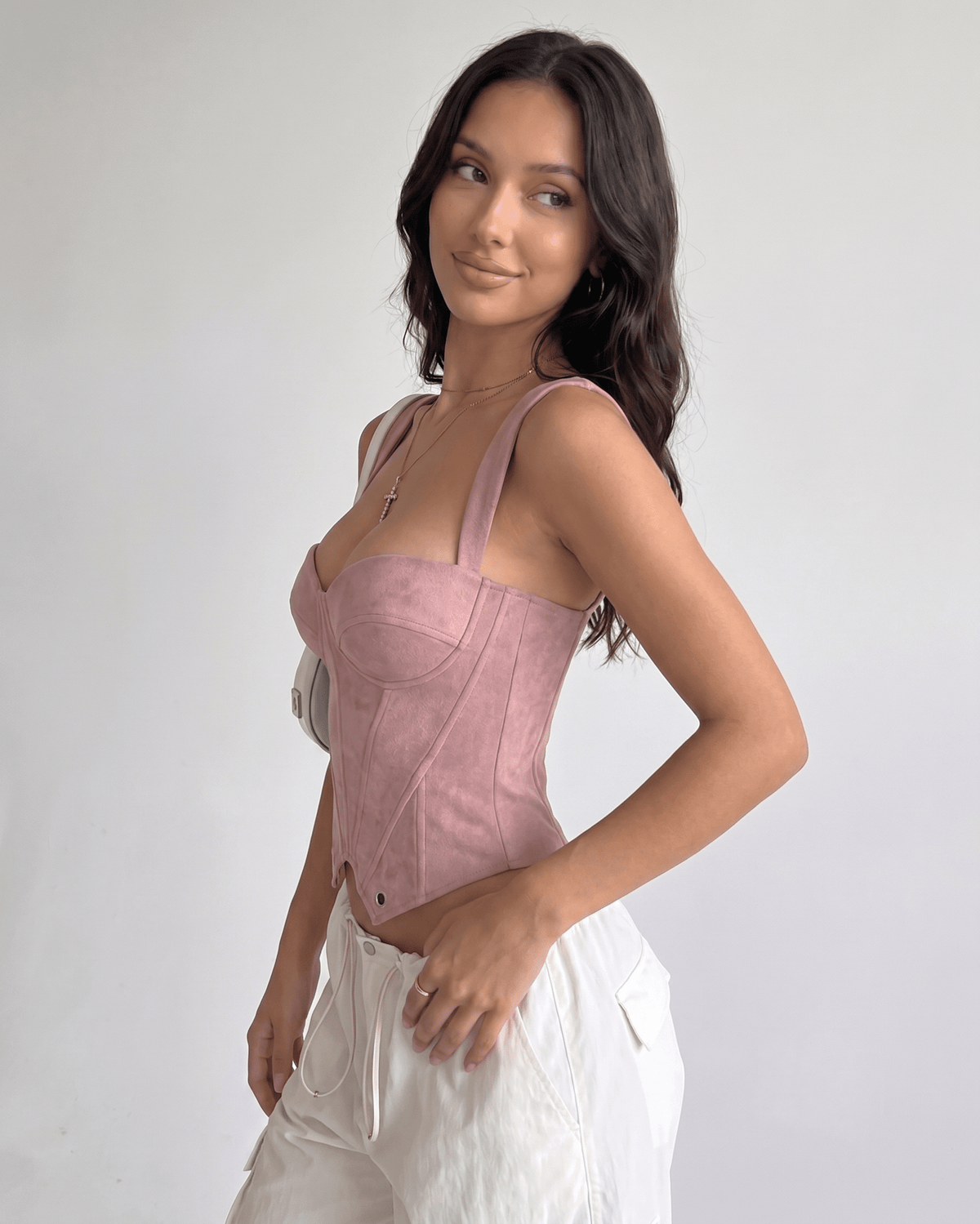 Veloura Corset Top by Lauven — women’s velvet corset top with sweetheart neckline