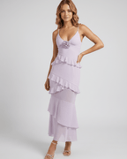 Rosavelle Maxi Dress by Lauven — chiffon blend sleeveless V-neck mermaid maxi dress