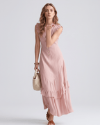 Seralyn Maxi Dress by Lauven — chiffon blend sleeveless V-neck A-line maxi dress