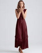 Seralyn Maxi Dress by Lauven — chiffon blend sleeveless V-neck A-line maxi dress