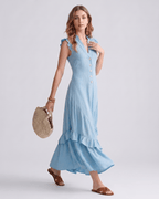 Seralyn Maxi Dress by Lauven — chiffon blend sleeveless V-neck A-line maxi dress