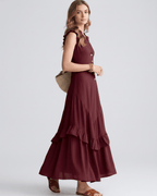 Seralyn Maxi Dress by Lauven — chiffon blend sleeveless V-neck A-line maxi dress