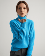 Aureline Sweater by Lauven — women’s oversized high-neck knit sweater with geometric texture and ribbed details