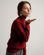 Aureline Sweater by Lauven — women’s oversized high-neck knit sweater with geometric texture and ribbed details