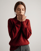Aureline Sweater by Lauven — women’s oversized high-neck knit sweater with geometric texture and ribbed details