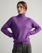 Aureline Sweater by Lauven — women’s oversized high-neck knit sweater with geometric texture and ribbed details