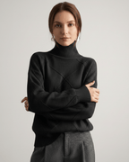 Aureline Sweater by Lauven — women’s oversized high-neck knit sweater with geometric texture and ribbed details