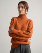 Aureline Sweater by Lauven — women’s oversized high-neck knit sweater with geometric texture and ribbed details