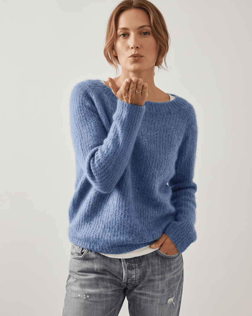 Veloura Sweater by Lauven — women’s relaxed knit sweater with soft brushed texture
