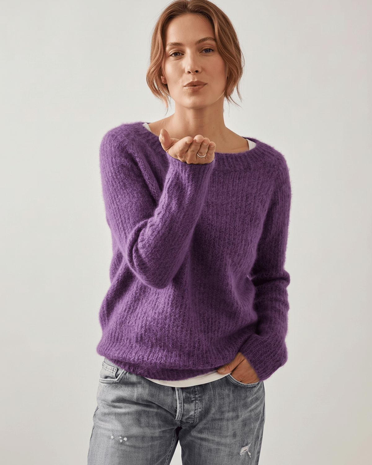 Veloura Sweater by Lauven — women’s relaxed knit sweater with soft brushed texture