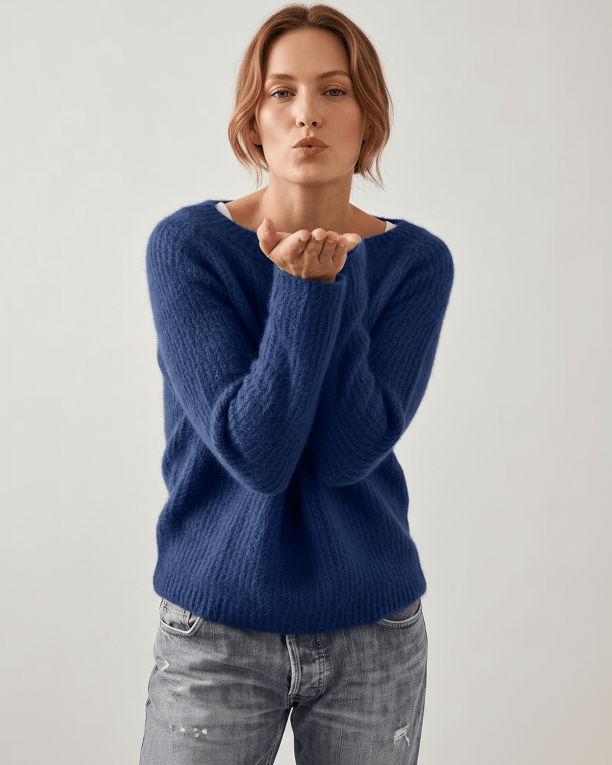 Veloura Sweater by Lauven — women’s relaxed knit sweater with soft brushed texture