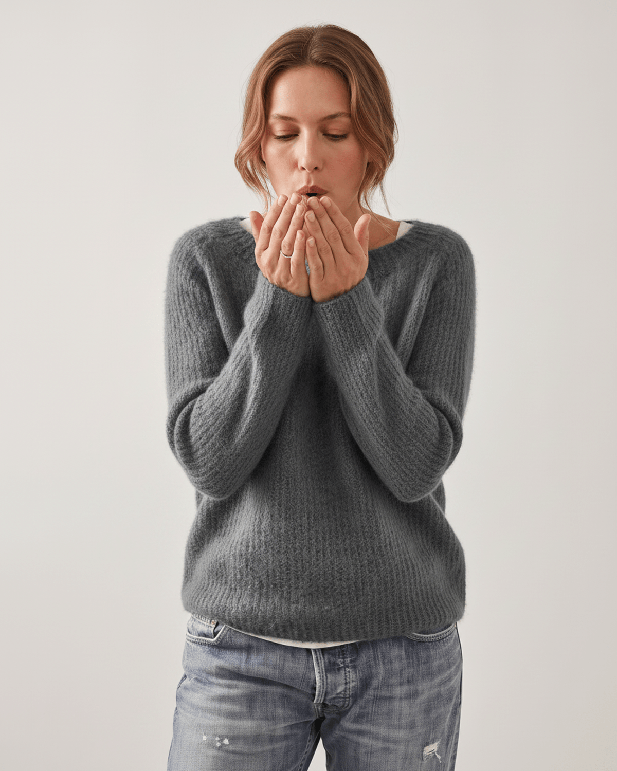 Veloura Sweater by Lauven — women’s relaxed knit sweater with soft brushed texture