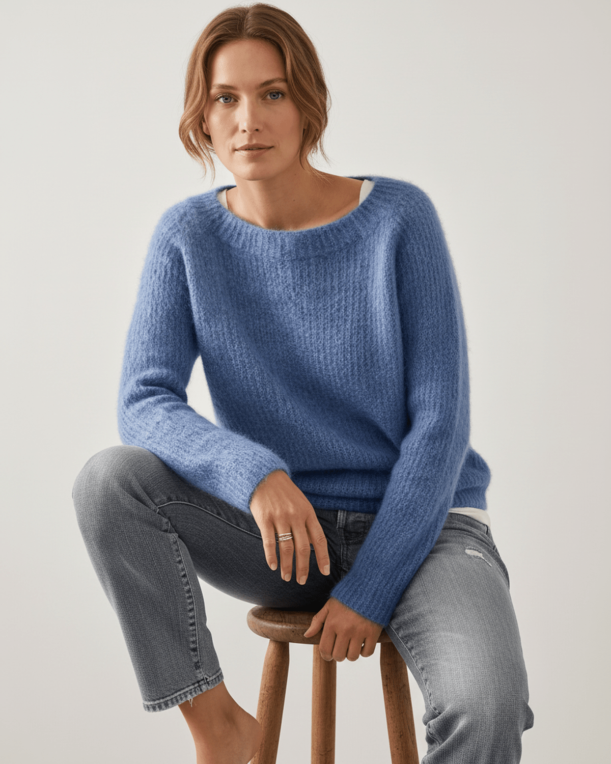 Veloura Sweater by Lauven — women’s relaxed knit sweater with soft brushed texture