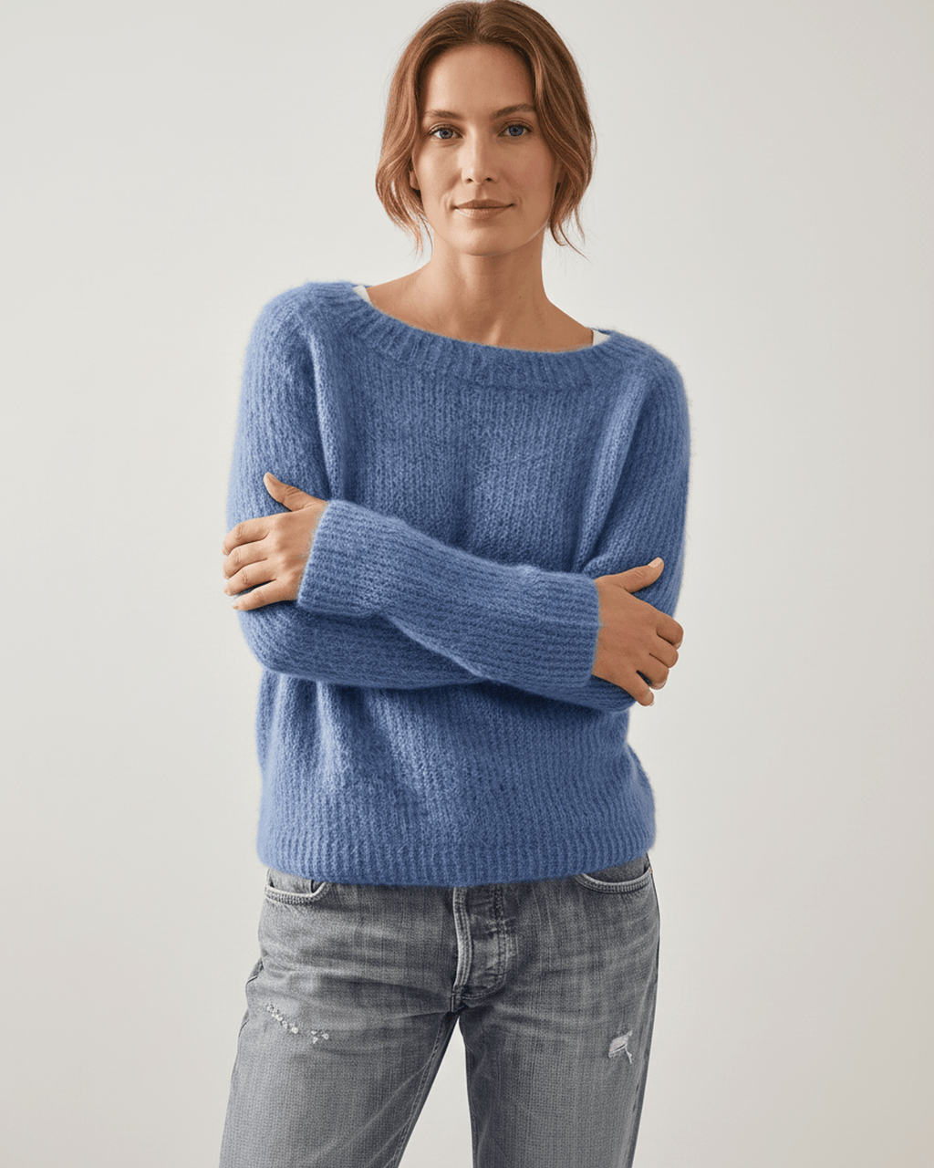 Veloura Sweater by Lauven — women’s relaxed knit sweater with soft brushed texture