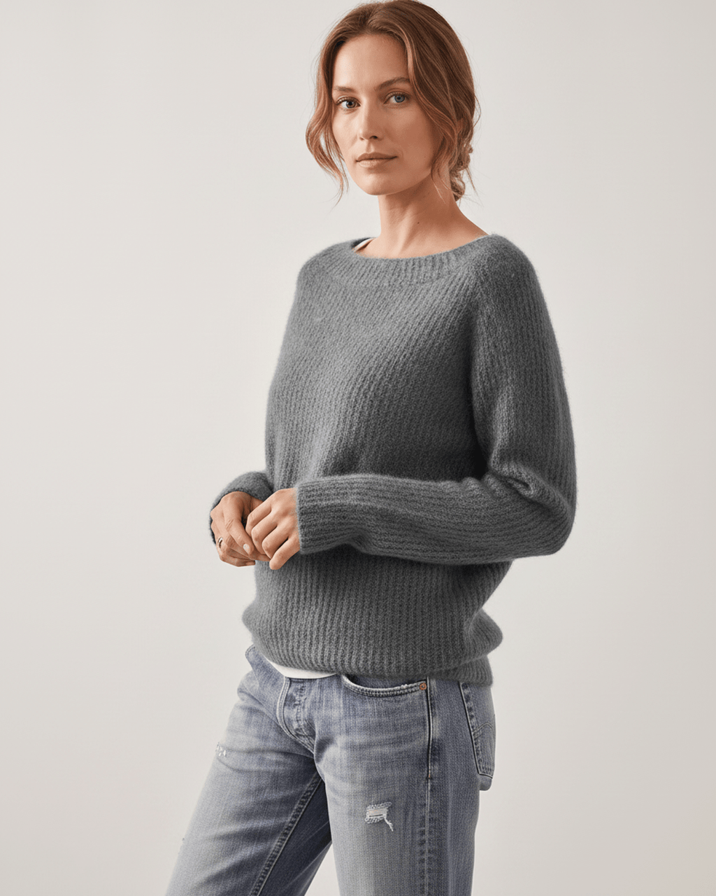 Veloura Sweater by Lauven — women’s relaxed knit sweater with soft brushed texture