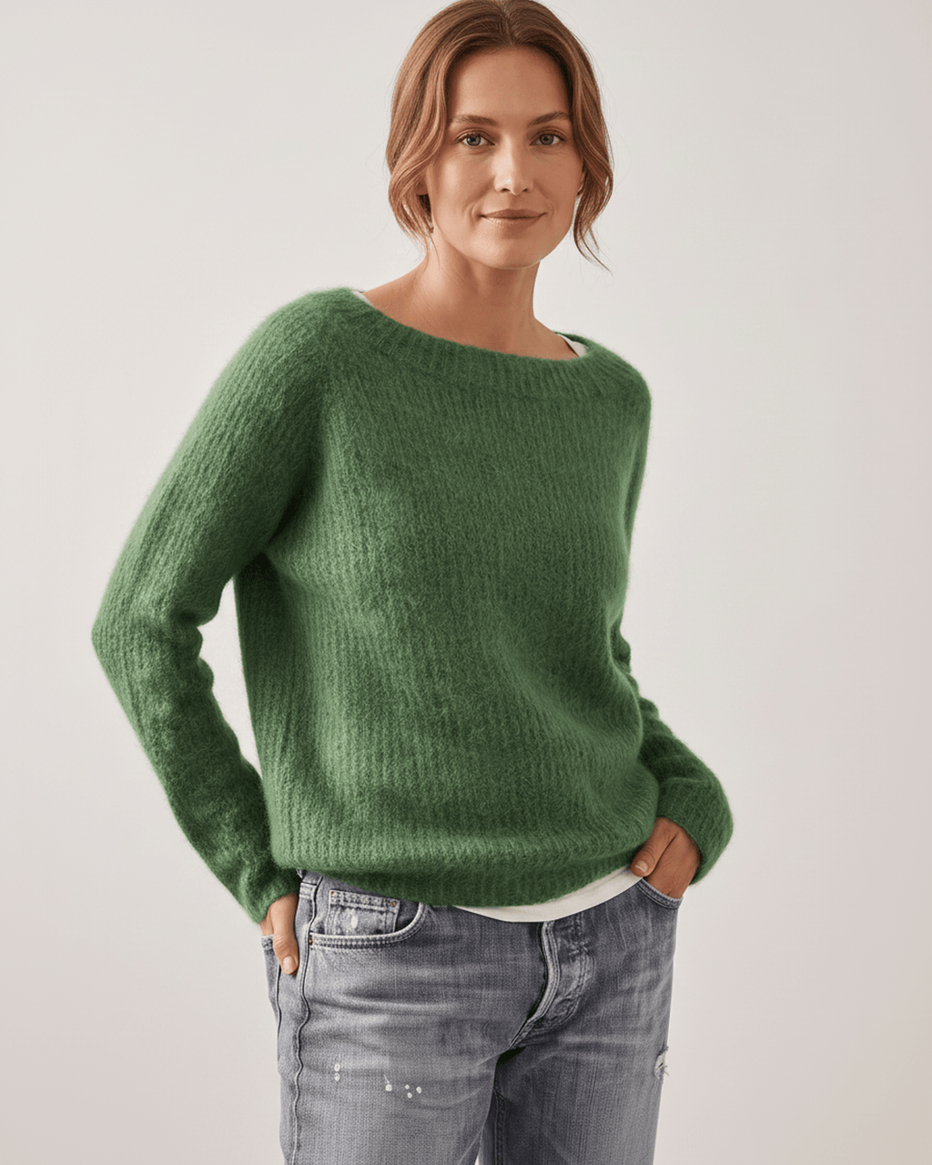 Veloura Sweater by Lauven — women’s relaxed knit sweater with soft brushed texture