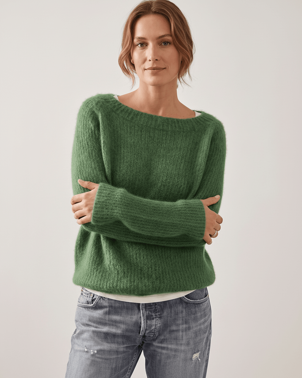 Veloura Sweater by Lauven — women’s relaxed knit sweater with soft brushed texture