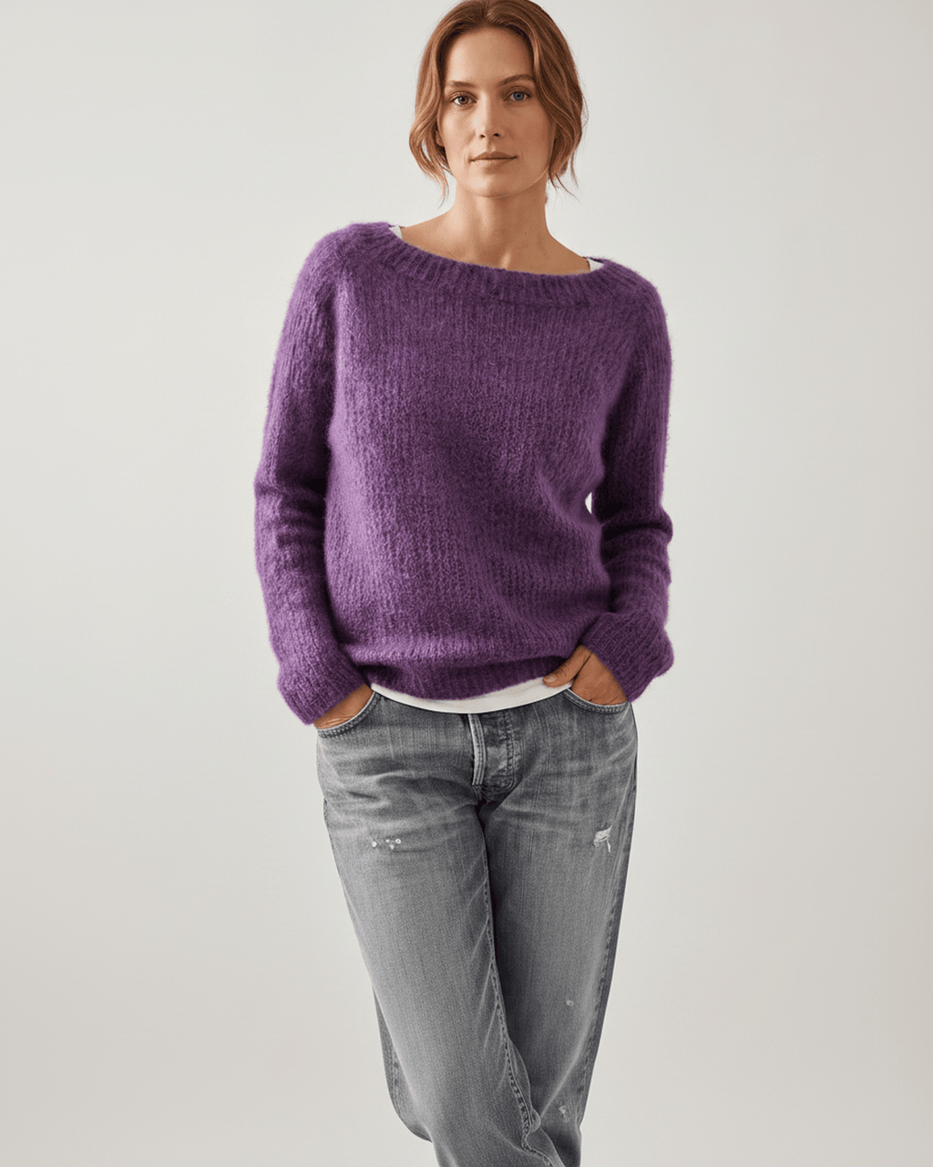 Veloura Sweater by Lauven — women’s relaxed knit sweater with soft brushed texture