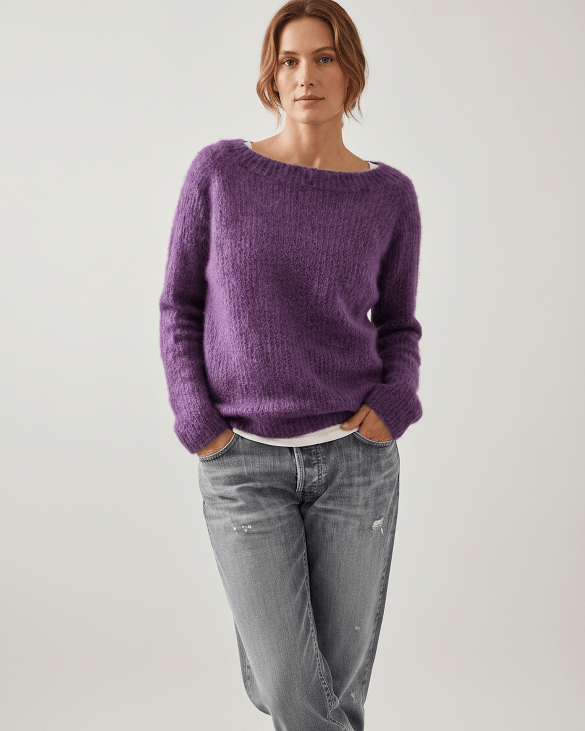Veloura Sweater by Lauven — women’s relaxed knit sweater with soft brushed texture