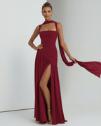 Seralune Maxi Dress by Lauven — stretch crepe sleeveless square neck fitted maxi dress