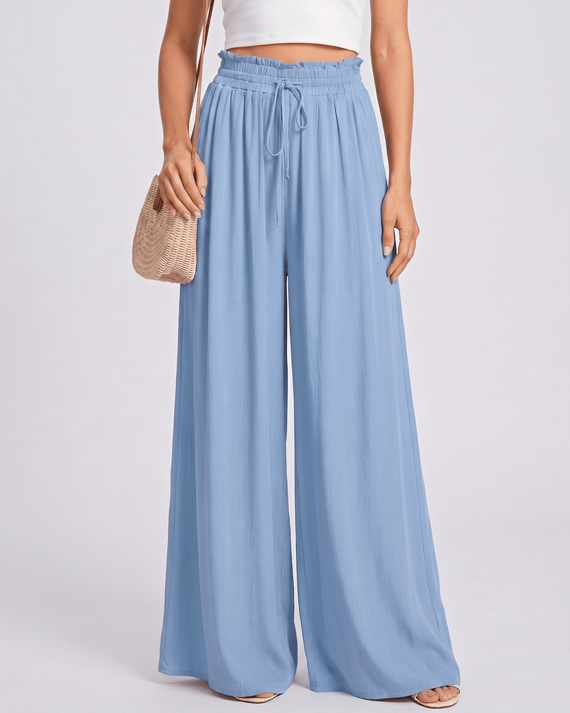 Selene Pants by Lauven — light blue pants, high waist, casual
