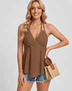 Solvane Top by Lauven — women’s eyelet halter top with flowy fit