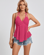 Solvane Top by Lauven — women’s eyelet halter top with flowy fit