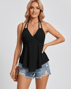 Solvane Top by Lauven — women’s eyelet halter top with flowy fit