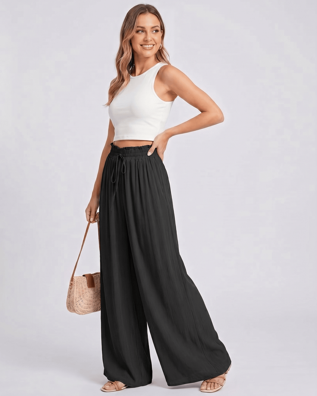 Selene Pants by Lauven — wide leg pants, high waist, casual