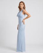 Seralyn Maxi Dress by Lauven — satin sleeveless cowl neck slim maxi dress