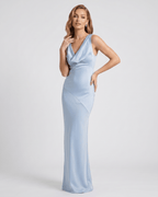 Seralyn Maxi Dress by Lauven — satin sleeveless cowl neck slim maxi dress