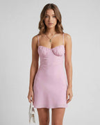 Iris Mini Dress by Lauven - Sleek bodycon silhouette in soft pink, designed for modern elegance.