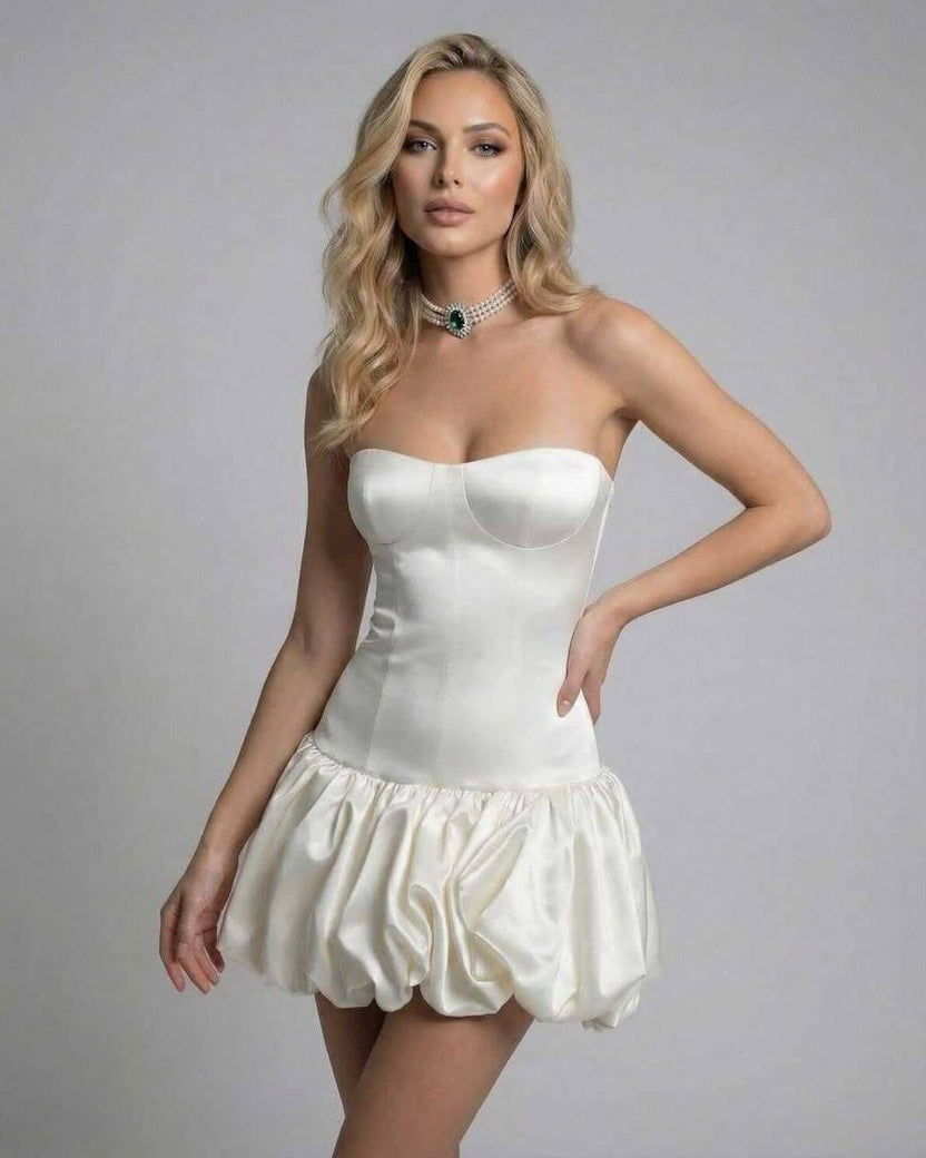 Ivory Mini Dress by Lauven – Strapless bodycon design with a chic backless detail.