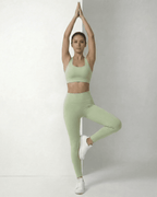 Iris Leggings Mint by Lauven, ankle-length mint green leggings with pockets, perfect for activewear and workouts.
